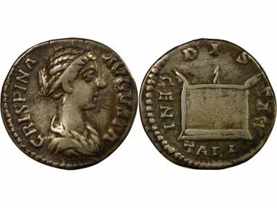 Bruttia Crispina - Silver Denarius, Altar - 180 / 183 Rome