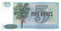 Burma 5 Kyats General Aun San - Palm tree 1973 - Serial JE