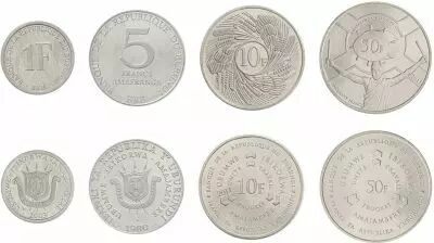 Burundi 1,5,10 and 50 francs Set of 4 Coins - 1980-2011 - AU