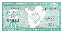Burundi 10 Francs Carte du Burundi - 1997