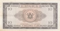 Burundi 10 Francs Cows  - 1965 - VF to XF - P. 9 - K 394309