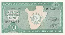 Burundi 10 Francs Map