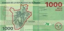 Burundi 1000 Francs - Cows - Map of Burundi with banana trees - 2023 - BH series