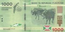 Burundi 1000 Francs - Vaches - Carte du Burundi avec des bananiers - 2023 - Série BH