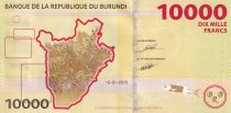 Burundi 10000 Francs - Presidents, hippo - Map of Burundi - 2015 - P.54