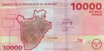 Burundi 10000 Francs - Presidents, hippo - Map of Burundi - 2022