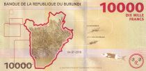 Burundi 10000 Francs - Présidents, hippopotame - Carte du Burundi - 2018 - Série EH - P.54b