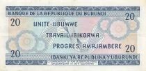 Burundi 20 Francs - ND (1973) - Remplacement - P.21b