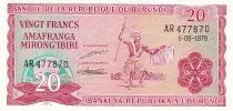 Burundi 20 Francs 1977 - Warrior - Epreuve, Proof dat�e 6-12-1976 - Serial A 000000