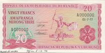 Burundi 20 Francs Guerrier Burundais
