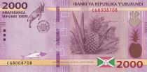 Burundi 2000 Francs - Pineapple - Burundi map - 2018 - Serial CG - P.52b