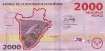 Burundi 2000 Francs - Pineapple - Map of Burundi with farmer - 2023 - CL series
