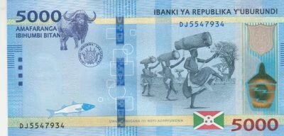 Burundi 5,000 Francs - Dancers - Map of Burundi - 2018 - DJ Series