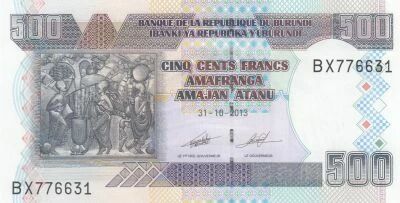 Burundi 500 Francs - Art indig�ne - Banque Centrale - 2013 - S�rie BX