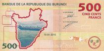 Burundi 500 Francs - Café - Crocodile - 2015 - NEUF