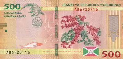 Burundi 500 Francs - Caf� - Crocodile - 2018 - S�rie AE - P.50b