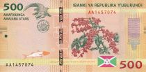 Burundi 500 Francs - Café, Crocodile - Carte du Burundi - 2015 - Série AA - P.50