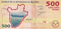 Burundi 500 Francs - Café, Crocodile - Carte du Burundi - 2015 - Série AA - P.50