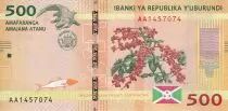 Burundi 500 Francs - Coffee, Crocodile - Map of Burundi - 2015 - Serial AA - P.50