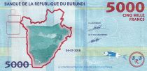 Burundi 5000 Francs - Dancers - Map of Burundi - 2018 - Serial DH - P.53b