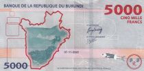 Burundi 5000 Francs - Dancers - Map of Burundi - 2022