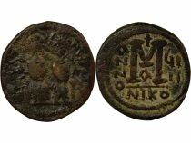Byzance Justin II & Sophia - Follis - Year 9 (573 / 574) Nicomedia