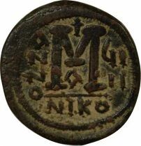 Byzance Justin II & Sophia - Follis - Year 9 (573 / 574) Nicomedia