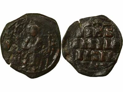 Byzantine Empire Follis, Anonymous, Class D - 1050 / 1060 Constantinople