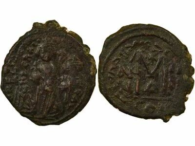 Byzantine Empire Heraclius & Heraclius Constantine - Follis, Class II - Year 4 (613 / 614) Constantinople