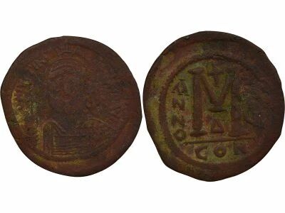 Byzantine Empire Justinian I - Follis, 2nd Type - Year 16 (542 / 543) Constantinople