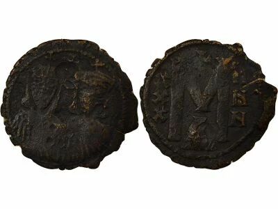 Byzantine Empire Leo III & Constantine V - Follis, Class III - 732  Constantinople