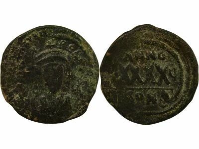 Byzantine Empire Phocas - Follis, Class II - Year 5 (606 / 607) Constantinople