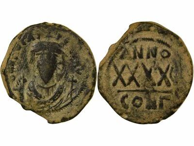 Byzantine Empire Phocas - Follis, Class II - Year 6 (607 / 608) Constantinople