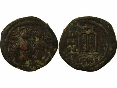 Byzantine Empire Phocas & Leontia - Follis, Class I - Year 1 (602 / 603) Constantinople