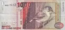 Cabo Verde 1000 Escudos - Warbler - 1992 - Serial MN - P.65a