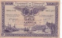 Calvados Billet 2 Francs - Chambres de Commerce de Caen et de Honfleur - 1915-1920 - S&eacute;rie 0.01
