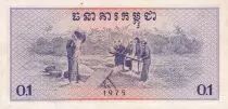 Cambodge 0.1 Riels (1 kak) - Soldats - 1975 - P.18a
