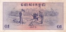 Cambodia 0.1 Riels (1 kak) - Soldiers - Agriculteur - 1975 - P.18