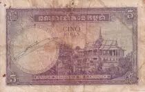 Cambogia 5 Riels - Monument - Temple - ND (1955) - P.2