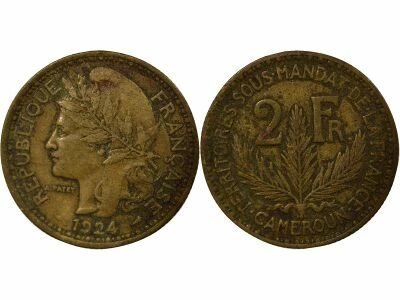 Cameroon 2 Francs, French Mandate - 1924 Paris