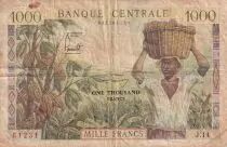 Camer&uacute;n 1000 Francs - Cacao - Coffee - 1962 - Serial J.14 - P.12B