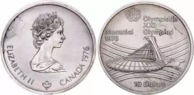 Canada 10 Dollars, Olympics games of Montreal 1976 - Olympic Stadium - Silver