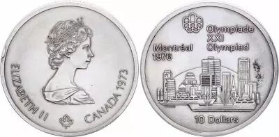Canada 10 Dollars, Olympics games of Montreal 1976 - View of Montreal - 1973 - Silver