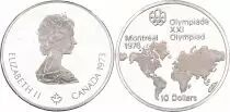 Canada 10 Dollars JO de Montréal 1976 - Carte du Monde - 1973