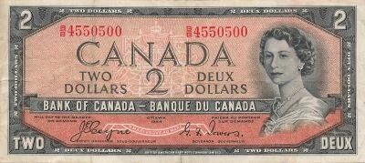 Canada 2 Dollars - Elizabeth II - 1954 - Evil\'s Head - P.67a