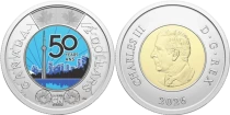 Canada 2 Dollars 50&egrave;me Anniversaire Tour CN - 2026 - Charles III - Bim&eacute;tal Coloris&eacute;e