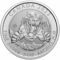 Canada 2 Onces Argent 2023 - Le Tigre aux dents de sabre(Les créatures du Nord)