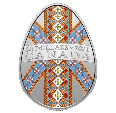 Canada 20 Dollars  - Argent BE - Pysanka (?uf ukrainien) en couleur - 2021
