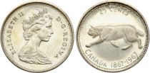 Canada 25 Cents - Lynx, Elisabeth II - Centenaire de la fédération - 1967