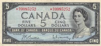 Canada 5 Dollars - Elizabeth II - 1954 - Replacement - P.77b